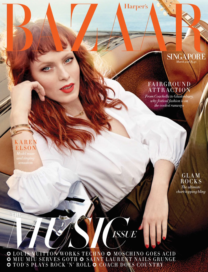 Karen Elson《Harper’s Bazaar》新加坡版2016年3月号