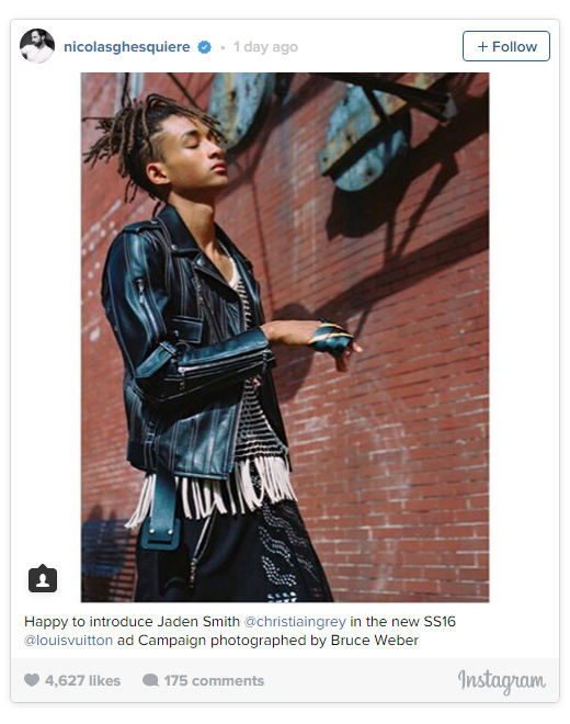 Jaden Smith 担任路易威登全新代言人