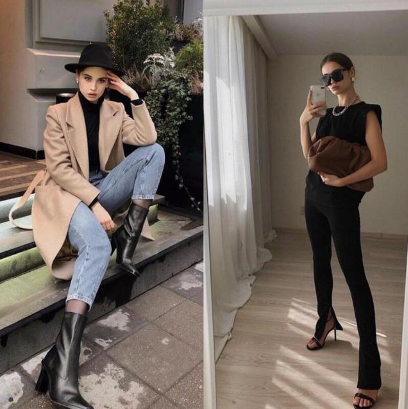 黑色系的修身针织衫