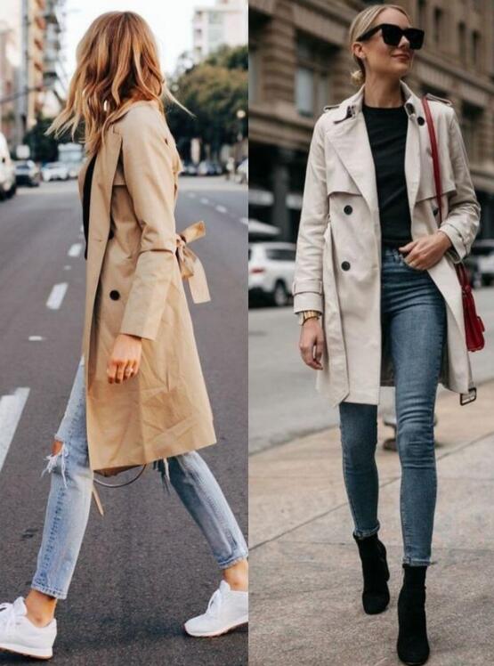 卡其色卫衣 牛仔裤