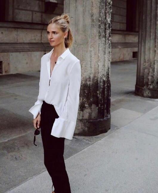 白衬衣 黑色裤子