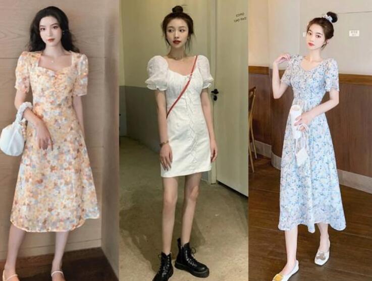 桔梗法式连衣裙