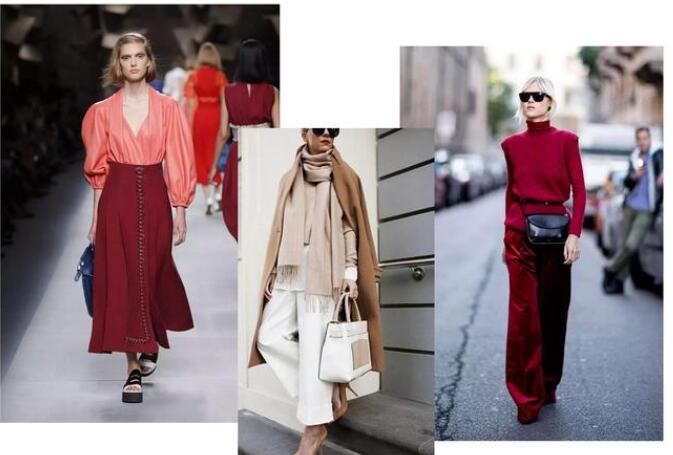 同色系穿搭 红色半身裙