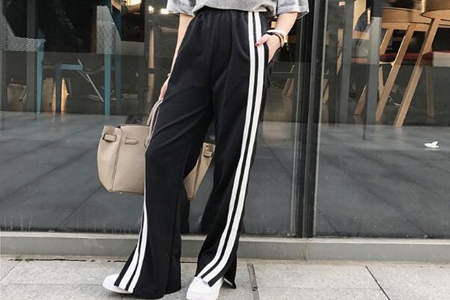 黑色条纹裤子