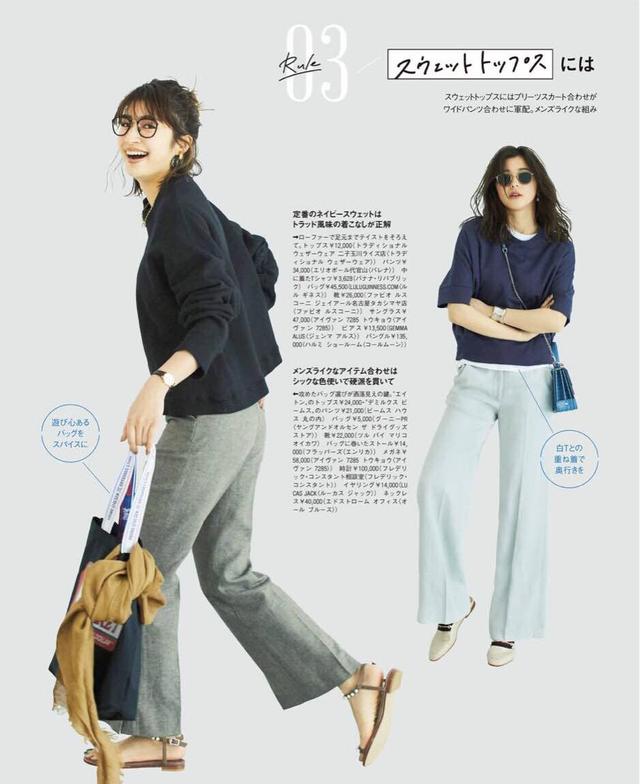 藏蓝色五分袖T恤 浅蓝色直筒裤