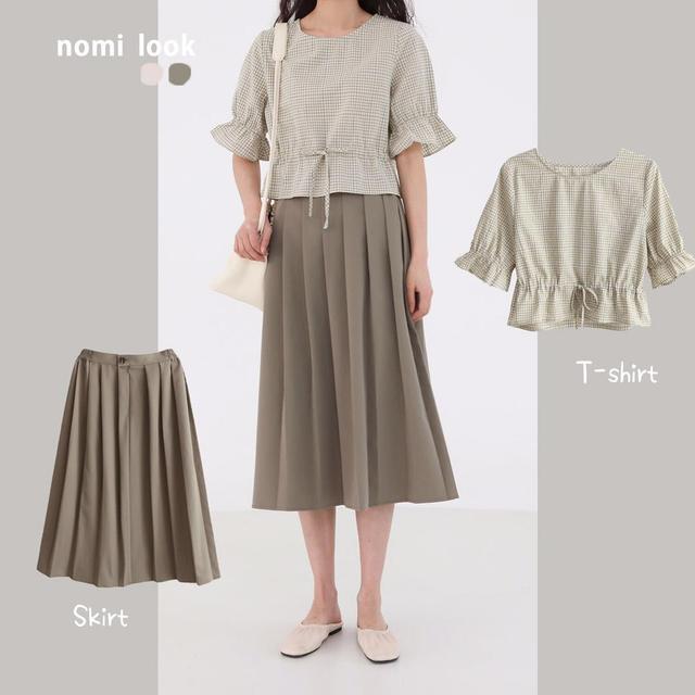 短款上衣 百褶长裙