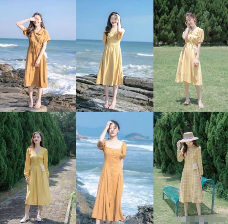 淡黄色长裙