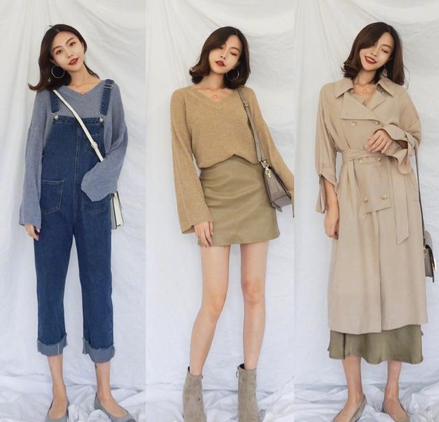 针织毛衣 背带裤 平底鞋