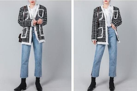 衬衫 牛仔裤 小香外套