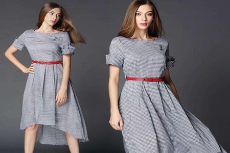 格纹连衣裙