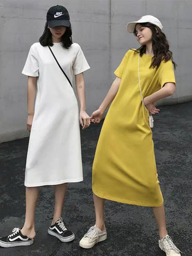 长款T恤 帆布鞋