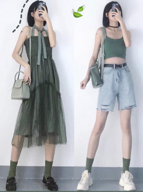 吊带 短裤 网纱裙