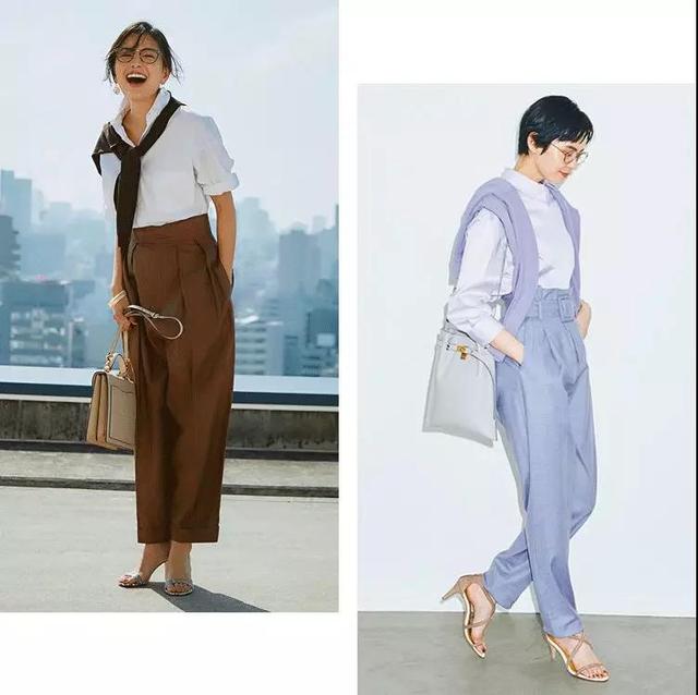 白色衬衫 阔腿裤