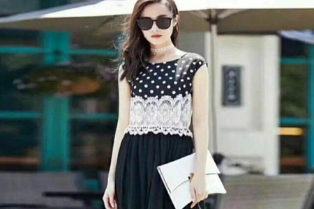 素色 拼色连衣裙