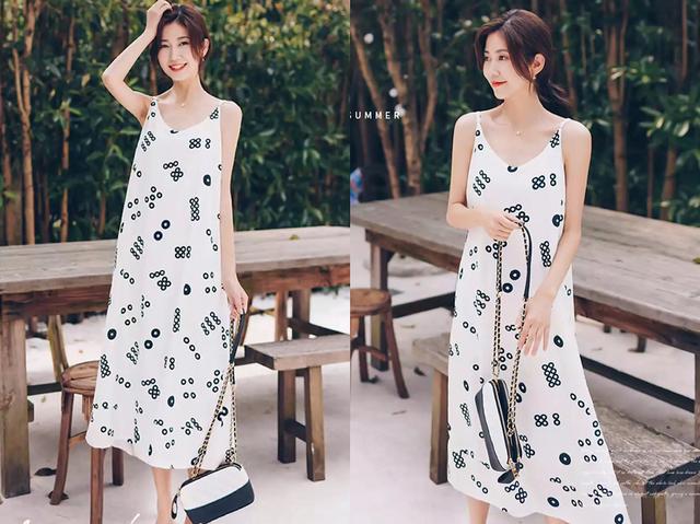 印花冷淡风连衣裙