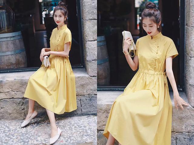 复古棉麻连衣裙