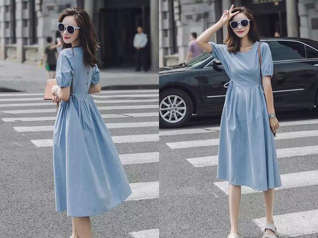 冷淡风棉麻连衣裙