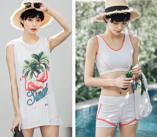 运动风三件套泳衣