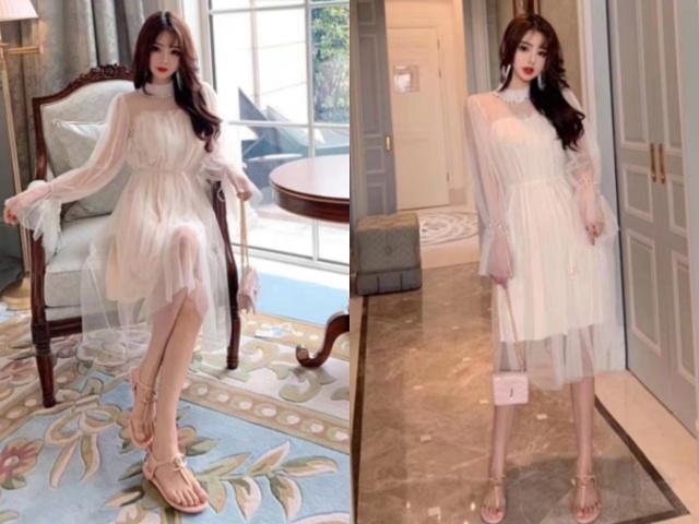 网纱连衣裙 平底凉鞋