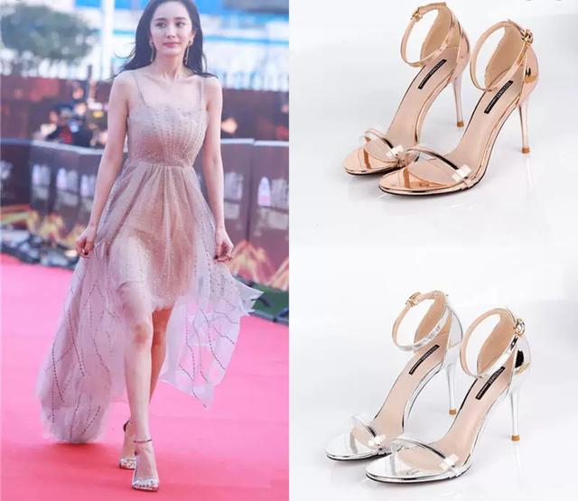 一字带小细跟凉鞋