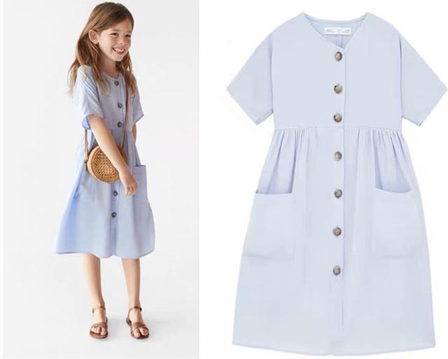 宝宝简约款浅蓝色连衣裙