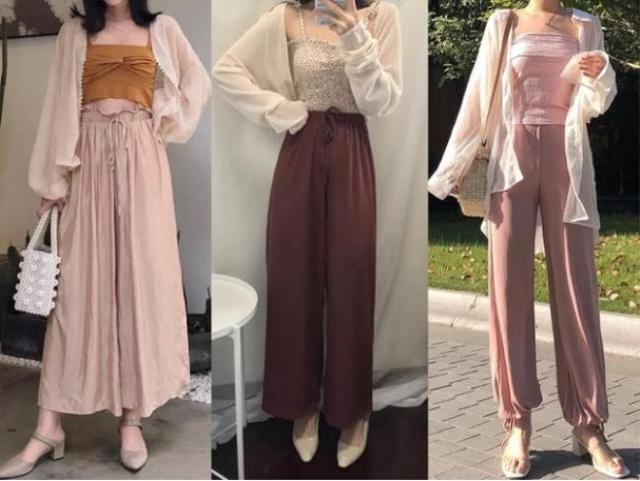 粉嫩衬衣 粉嫩阔腿裤