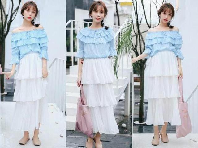 蛋糕裙 荷叶边衬衫