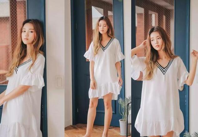 V领连衣裙 绑带凉鞋