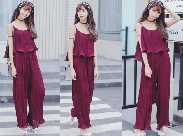 雪纺阔腿裤 吊带衫