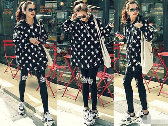 Oversize的夹克搭配打底裤