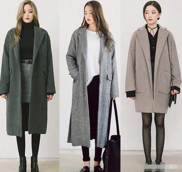 大衣 短裙 打底裤