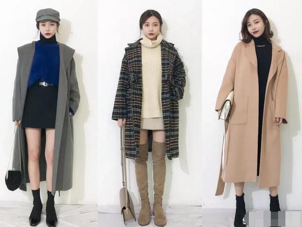 长款大衣内搭短裙