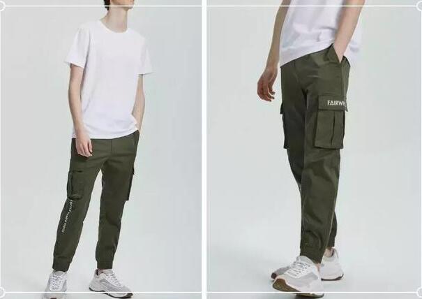 工装休闲裤 白色T恤