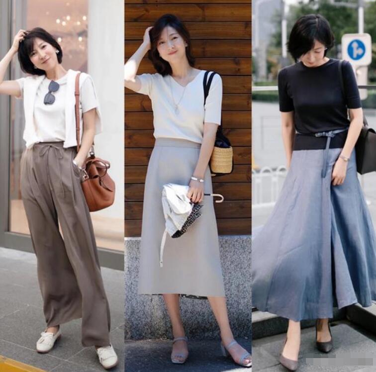 蓝色腰带 灰蓝色半身裙