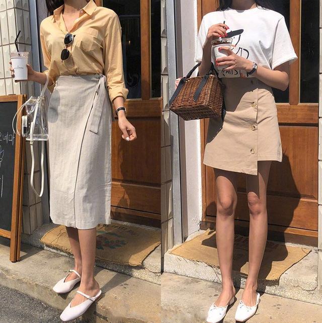 白色T恤 不规则小短裙