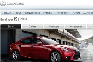 雷克萨斯官网（lexus.com）发布2014款IS车型配置选择系统