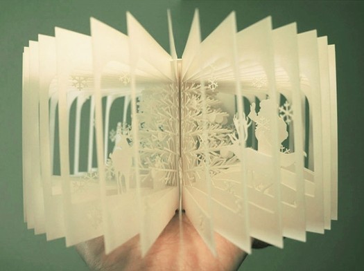 日本艺术家Yusuke Oono的创意纸雕360°圣诞书