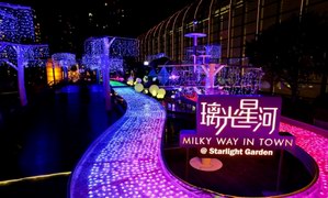 香港沙田新城市广场星光花园筑起百米星光爱河