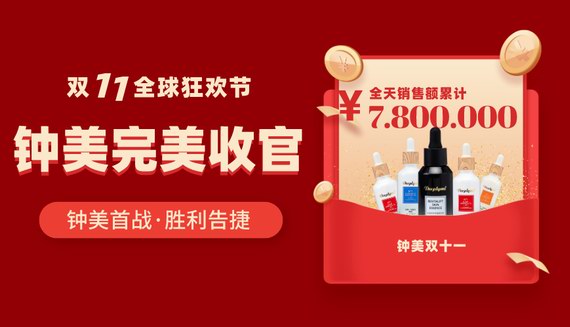 「喜报」钟美集团2019双十一成交额高达780万,完美收官