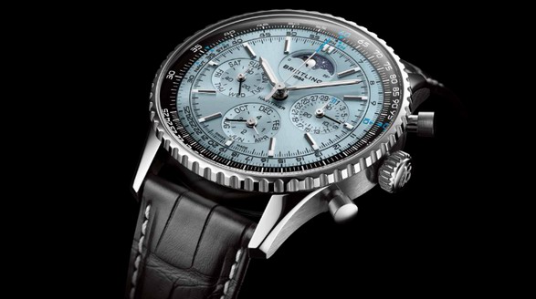 百年灵冰蓝色盘面航空计时B19万年历计时腕表发布