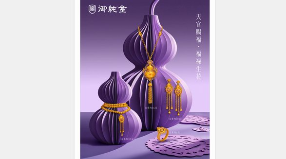 御纯金「天官赐福&middot;福禄生花」以国潮金饰解锁福运密码