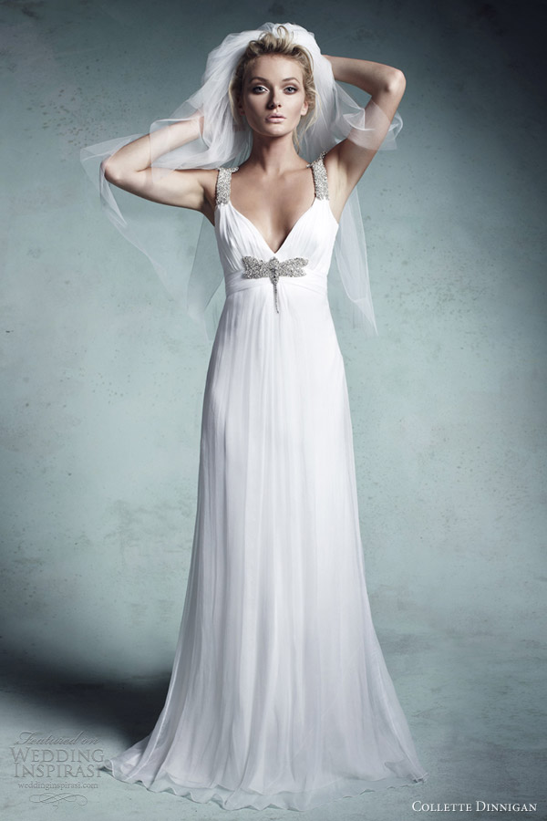 collette dinnigan wedding dresses 2013 bridal gisele beaded straps and dragonfly empire line silk crinkle gown