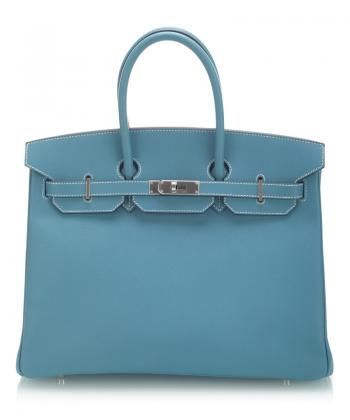 Hermes 爱马仕 限量现货牛仔蓝色牛皮银扣Birkin 35CM手提袋 ￥118000.00 