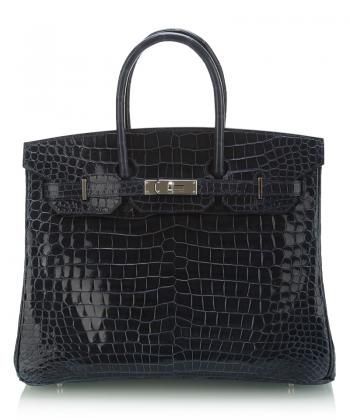 Hermes 爱马仕 限量现货蓝色鳄鱼皮银扣Birkin 35CM手提袋 时尚与奢华的终极向往， 铂金包集所有荣宠于一身 ￥508000.00 