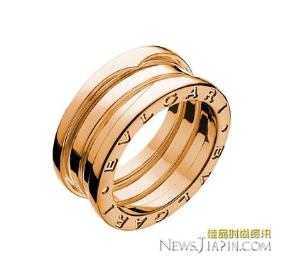 Bulgari 18K玫瑰金可弹压三环戒指 ￥12300